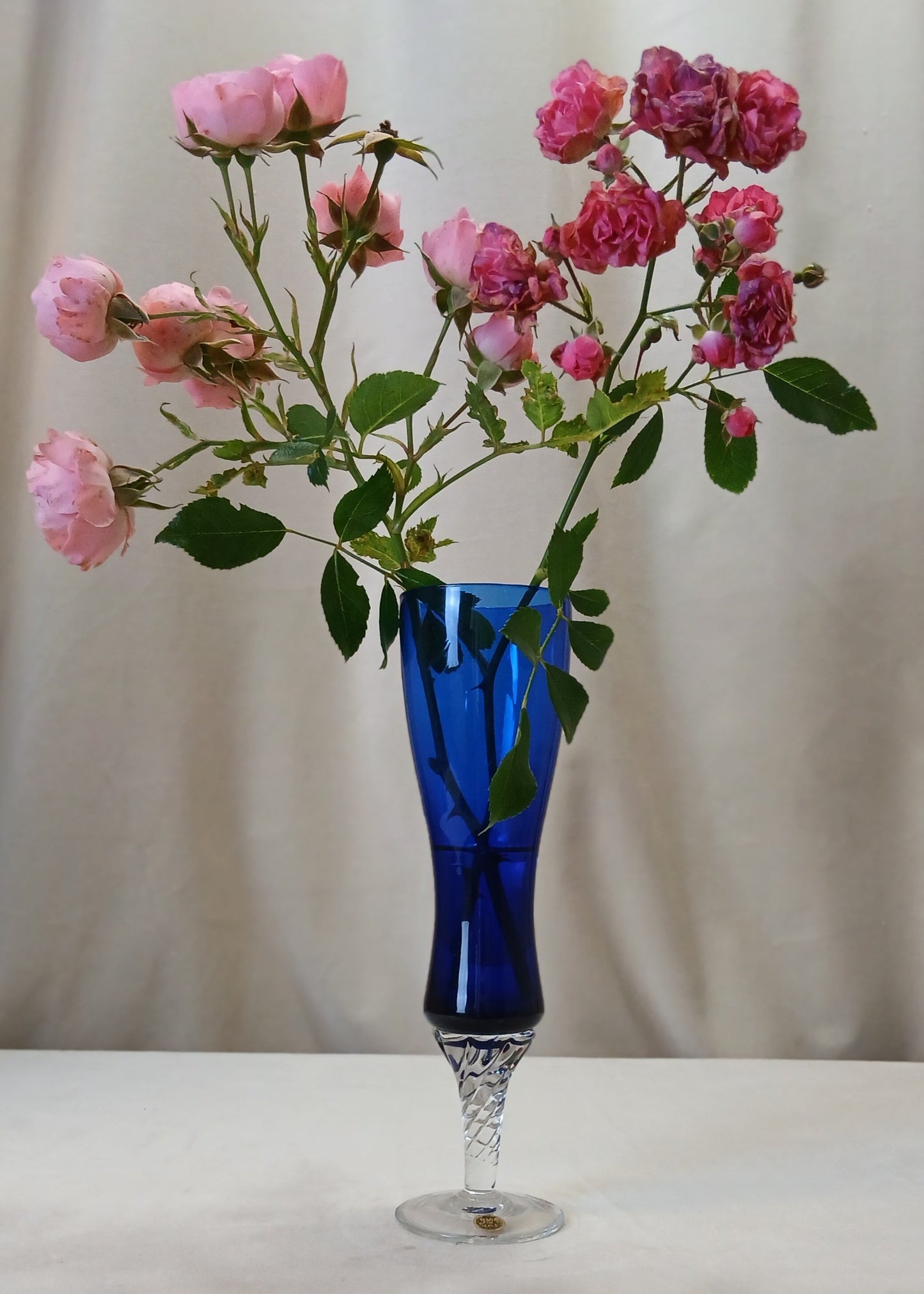Blå krystall champagne glass