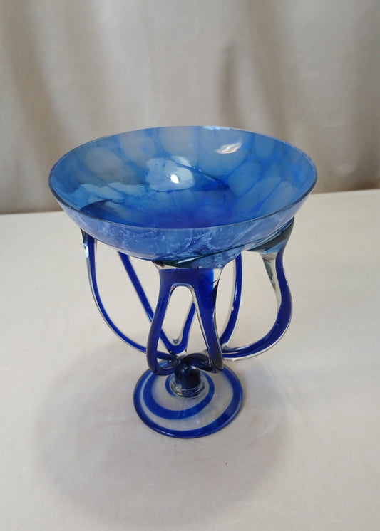 Blå kunstglass skål