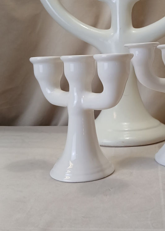 Hvit lysestake 3- armer