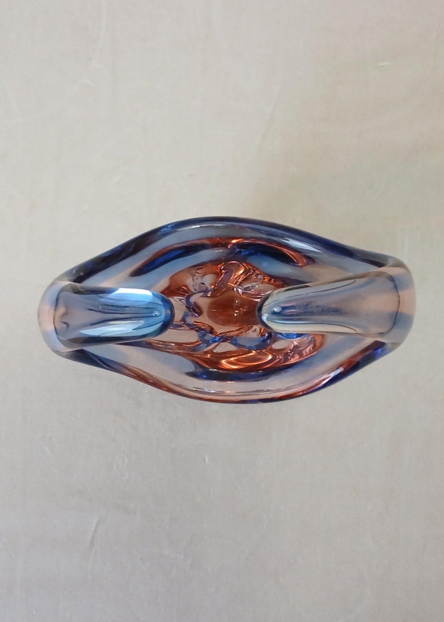 Blå og Orange Murano glass skål
