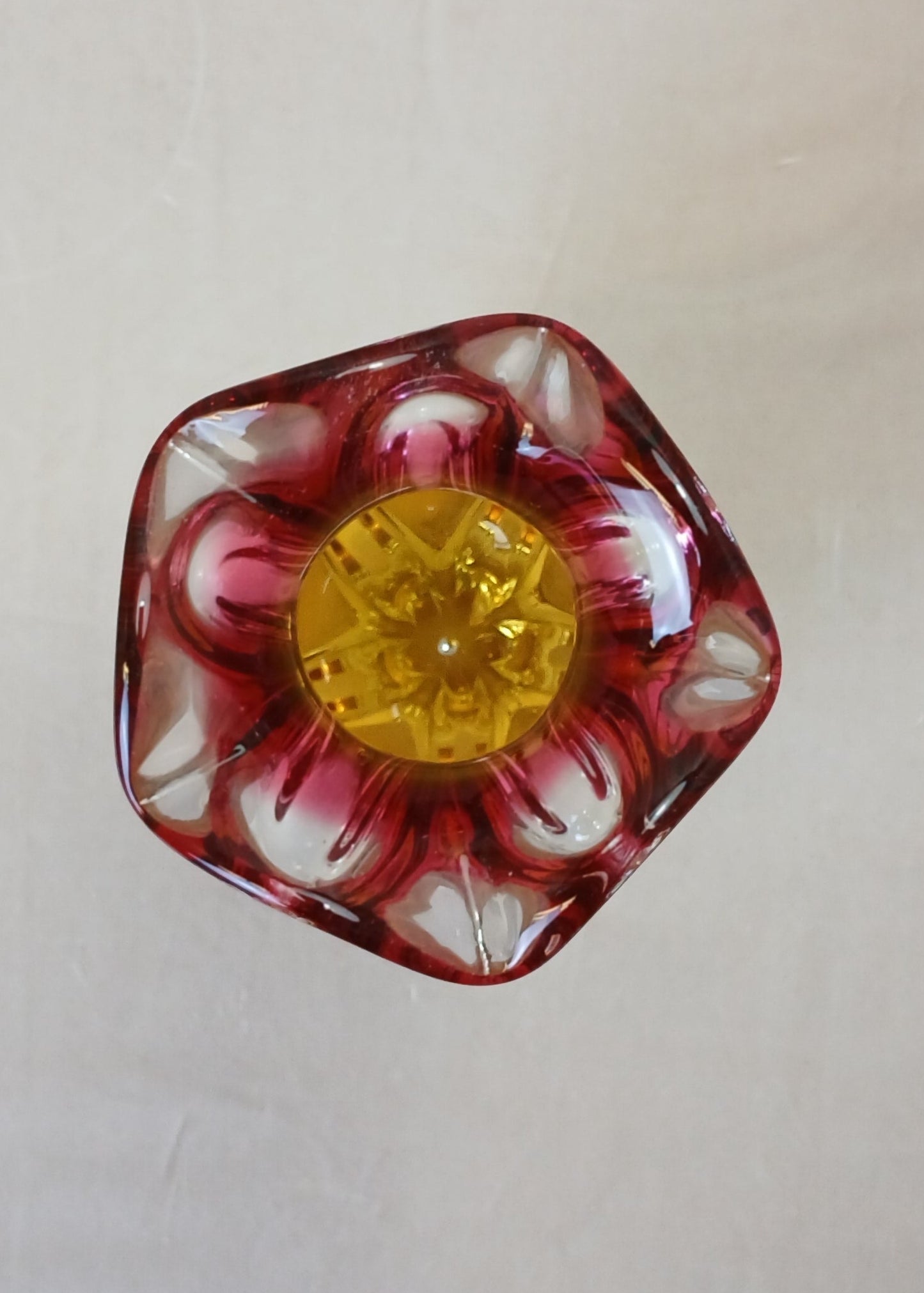 Rosa og gul glassvase fra Bohemia glass