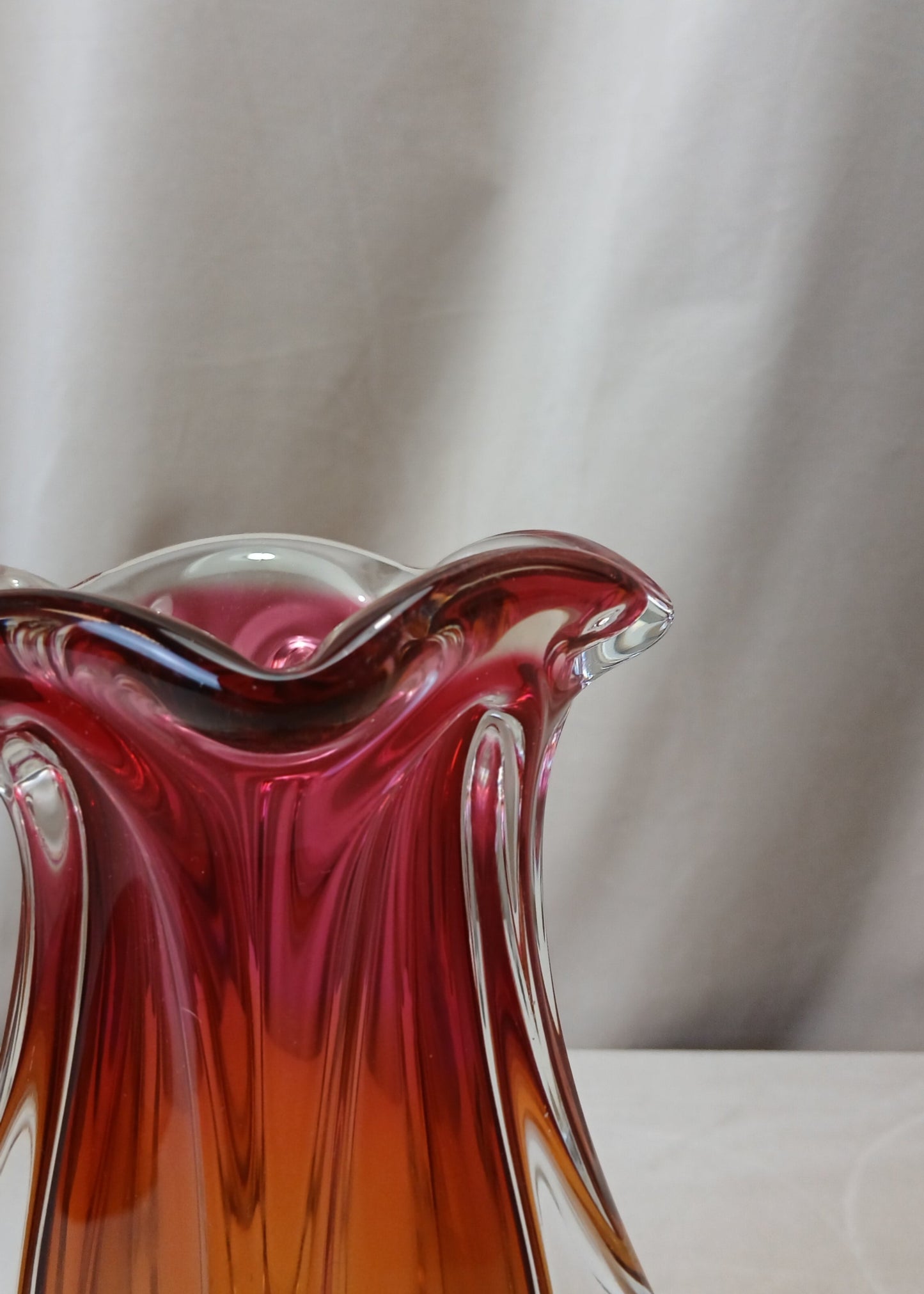 Rosa og gul glassvase fra Bohemia glass