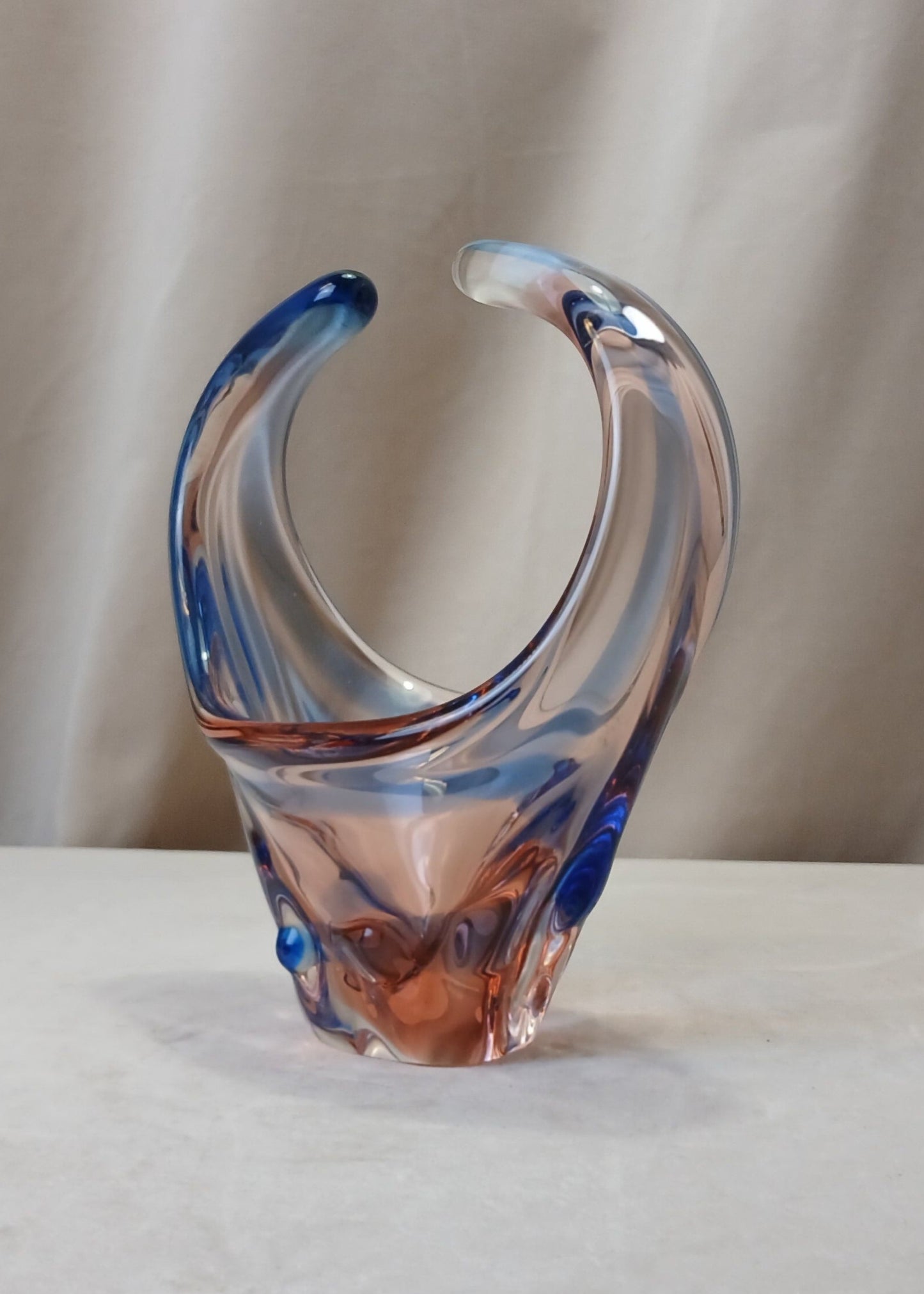 Blå og Orange Murano glass skål