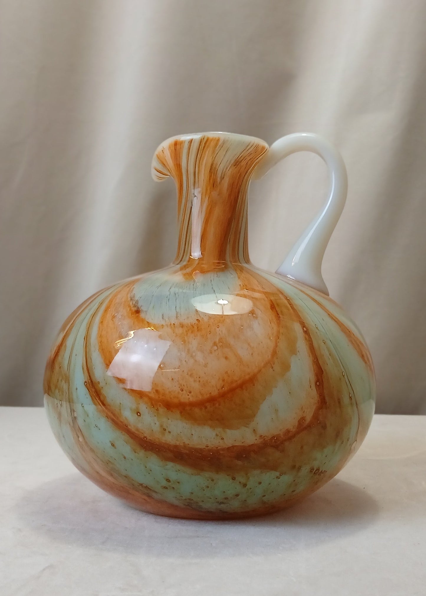 Turkis og Orange Opalin vase