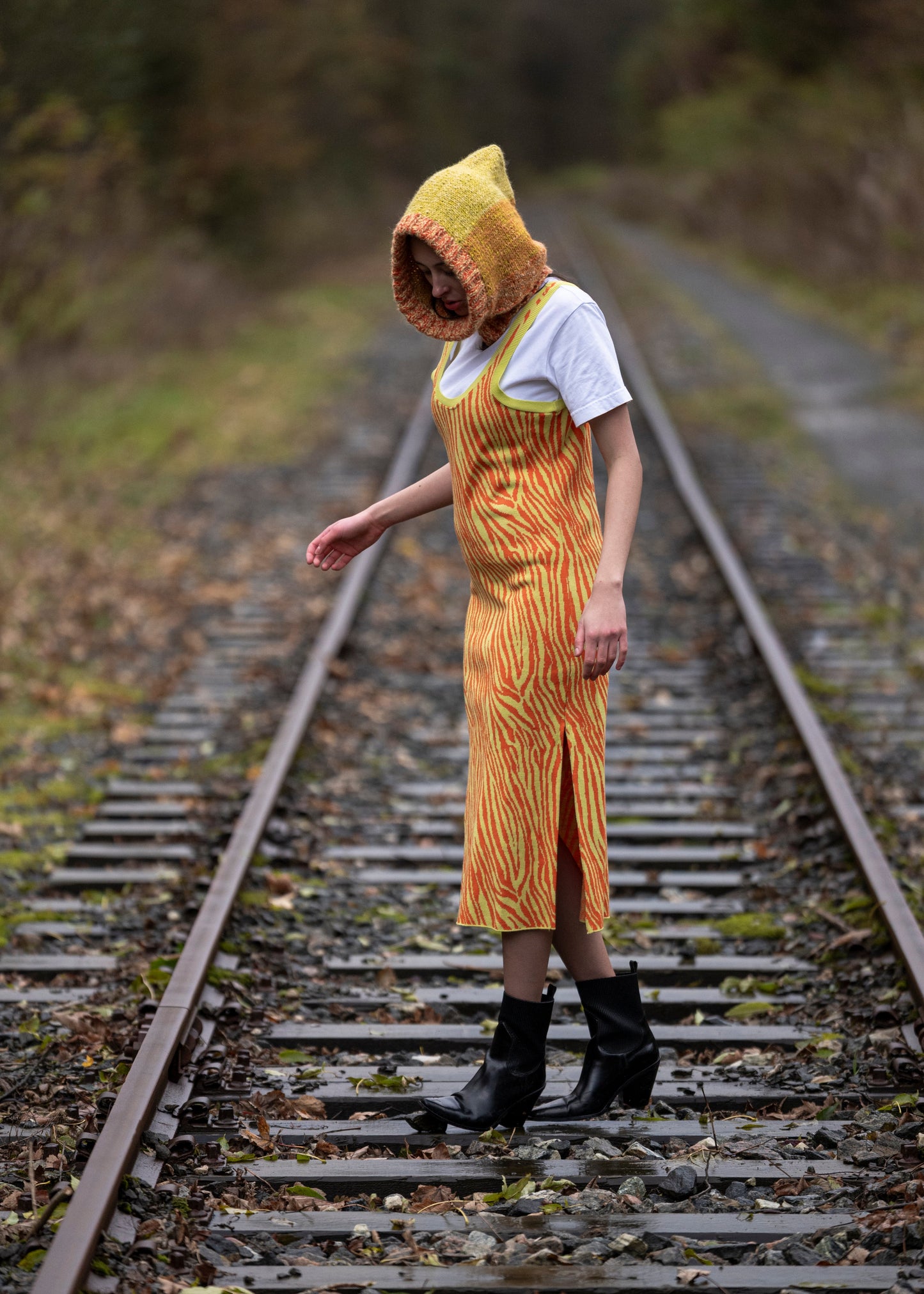 Orange jersey kjole 90-talls