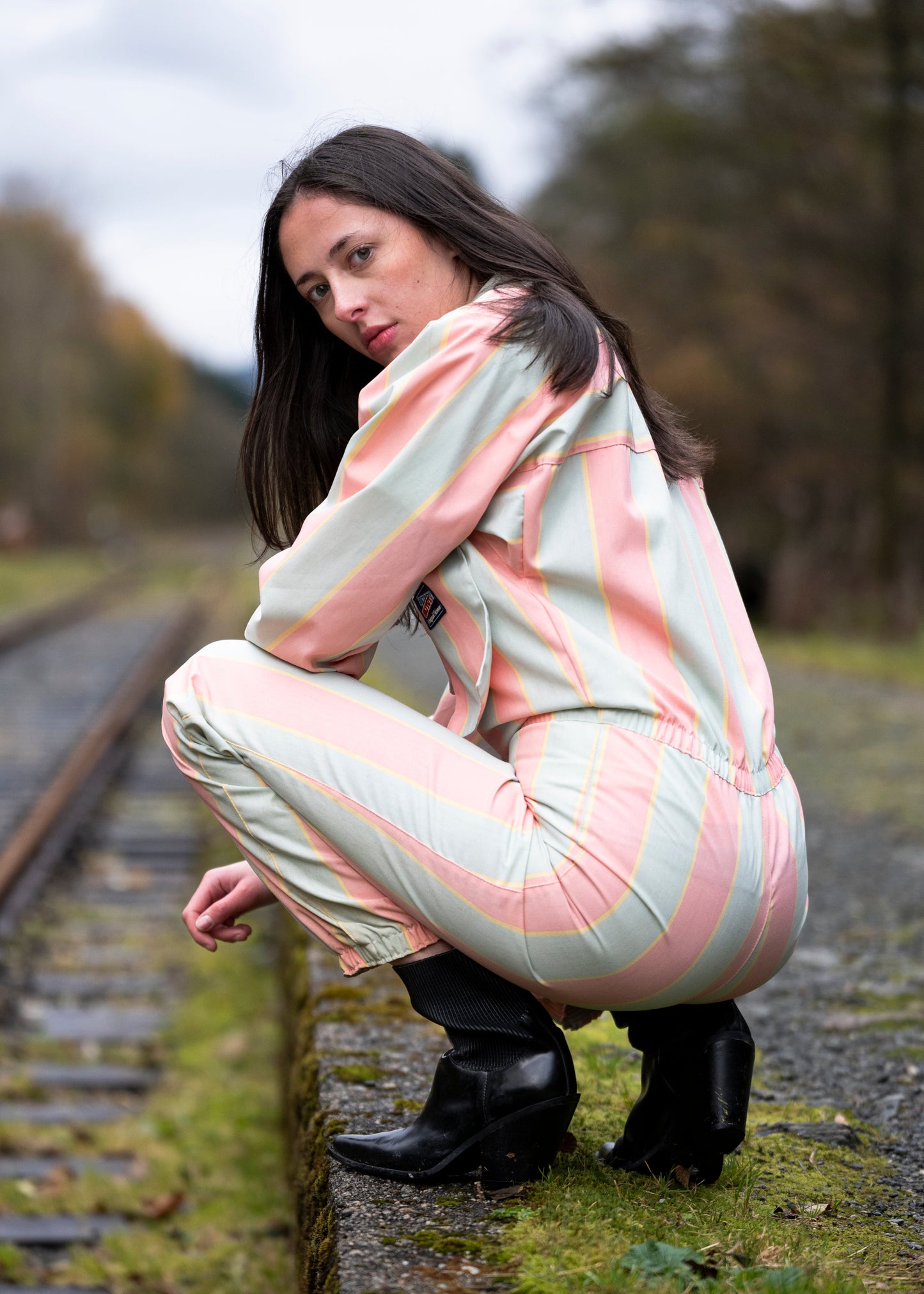 Rosa og gul skidress