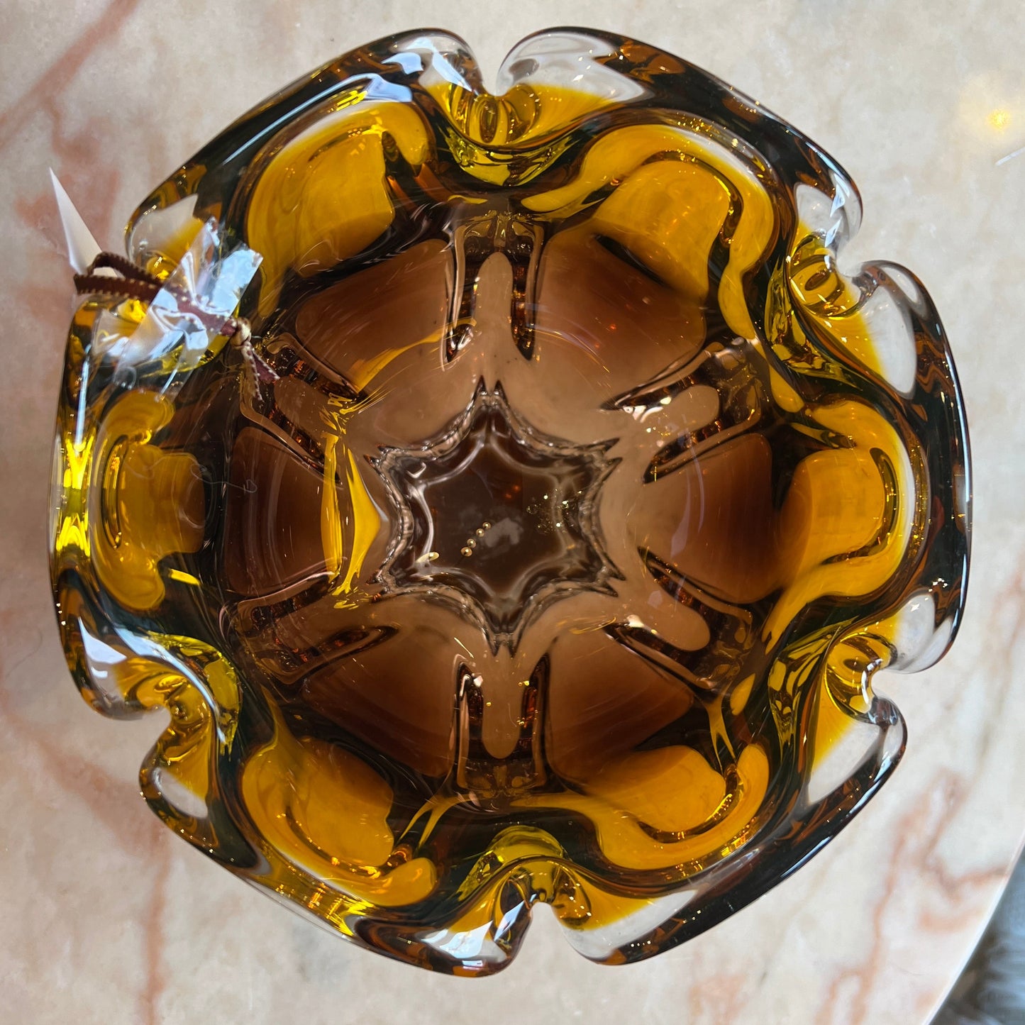 Oker og lilla Glassskål fra Joseph Hospodka