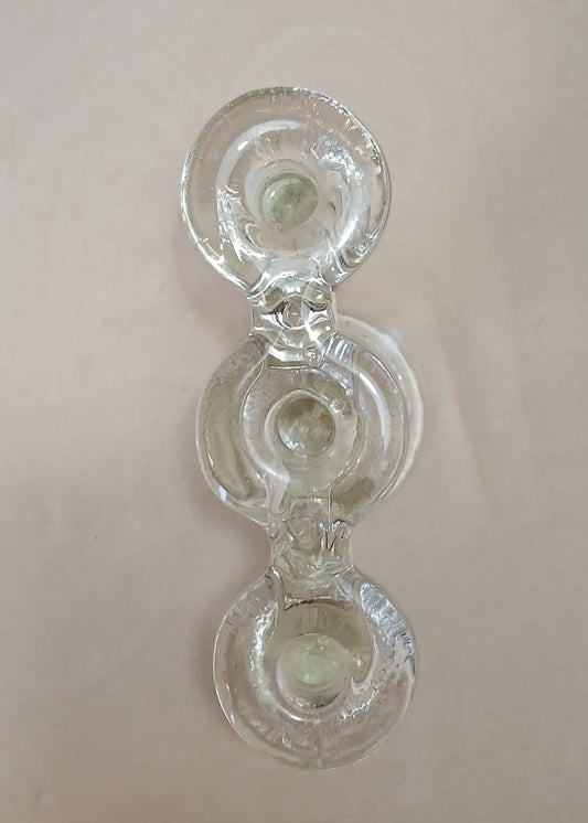 Tre-armet glass lysestake fra Pukeberg, Design Steffan Gellerstedt