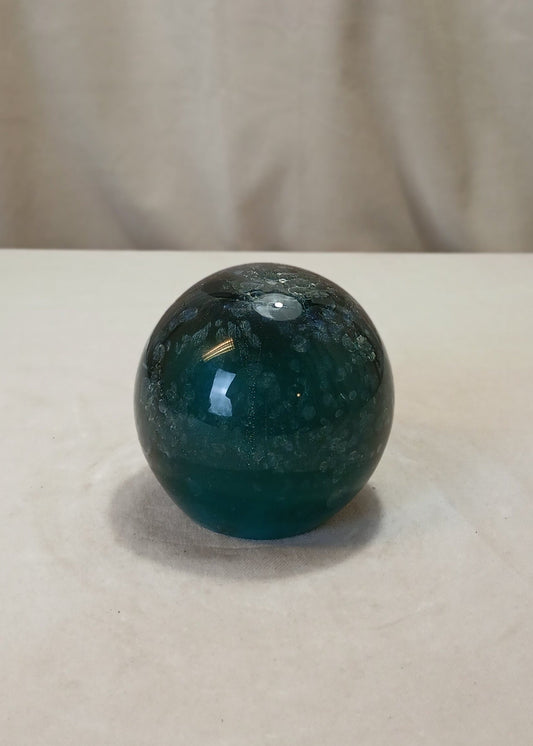 Turkis og lilla brevpresse, i knstglass