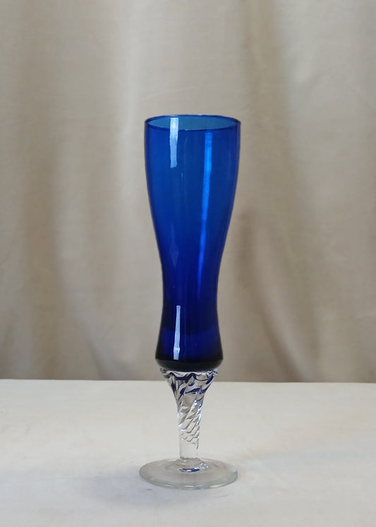 Blå krystall champagne glass