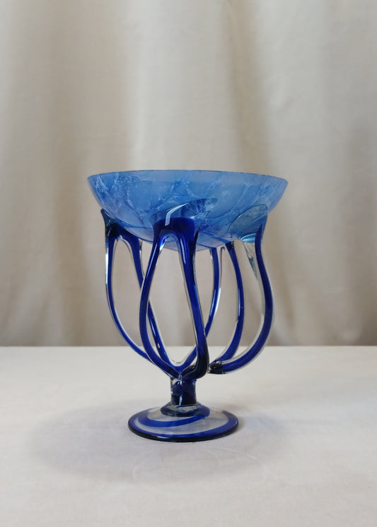 Blå kunstglass skål