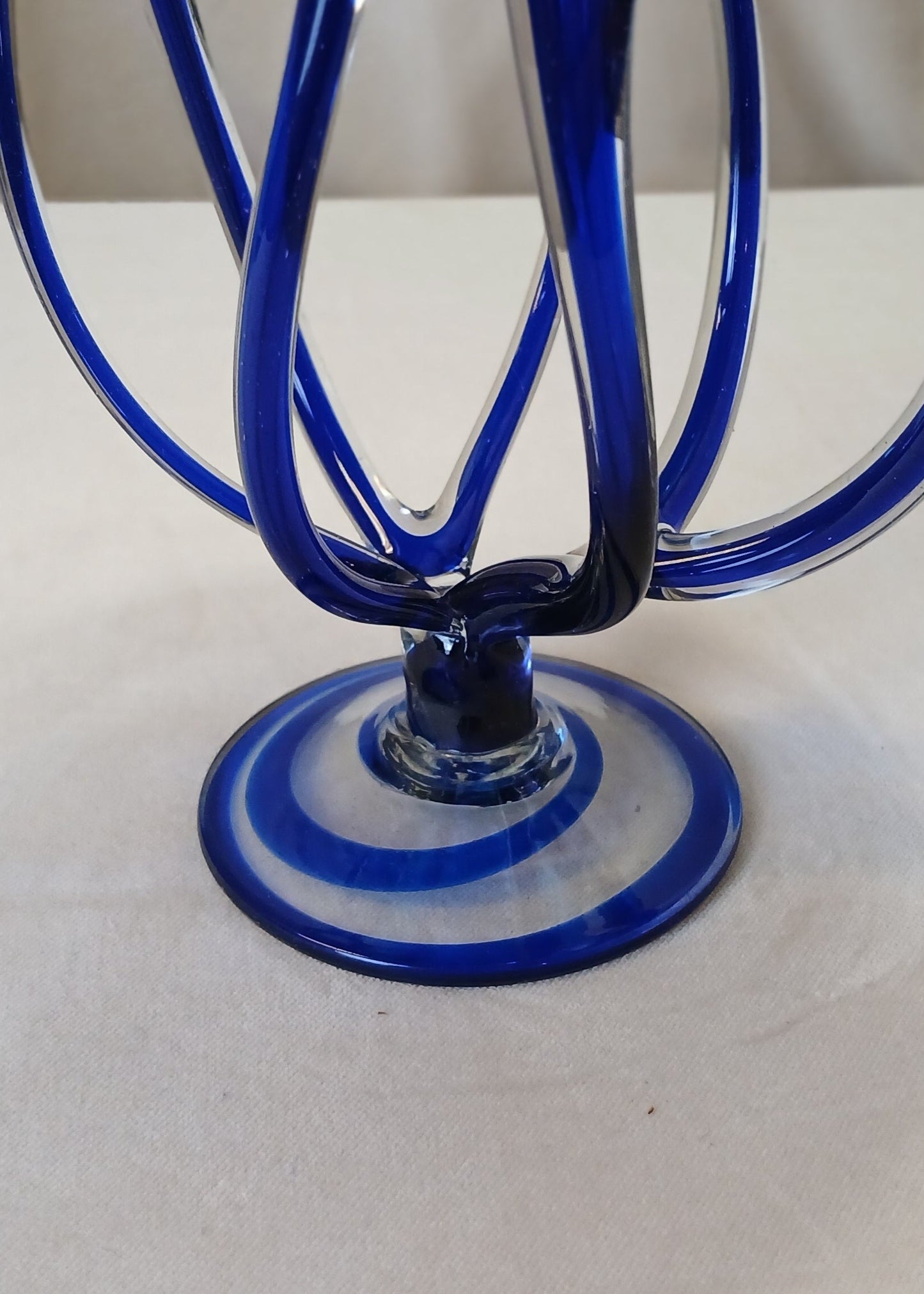 Blå kunstglass skål