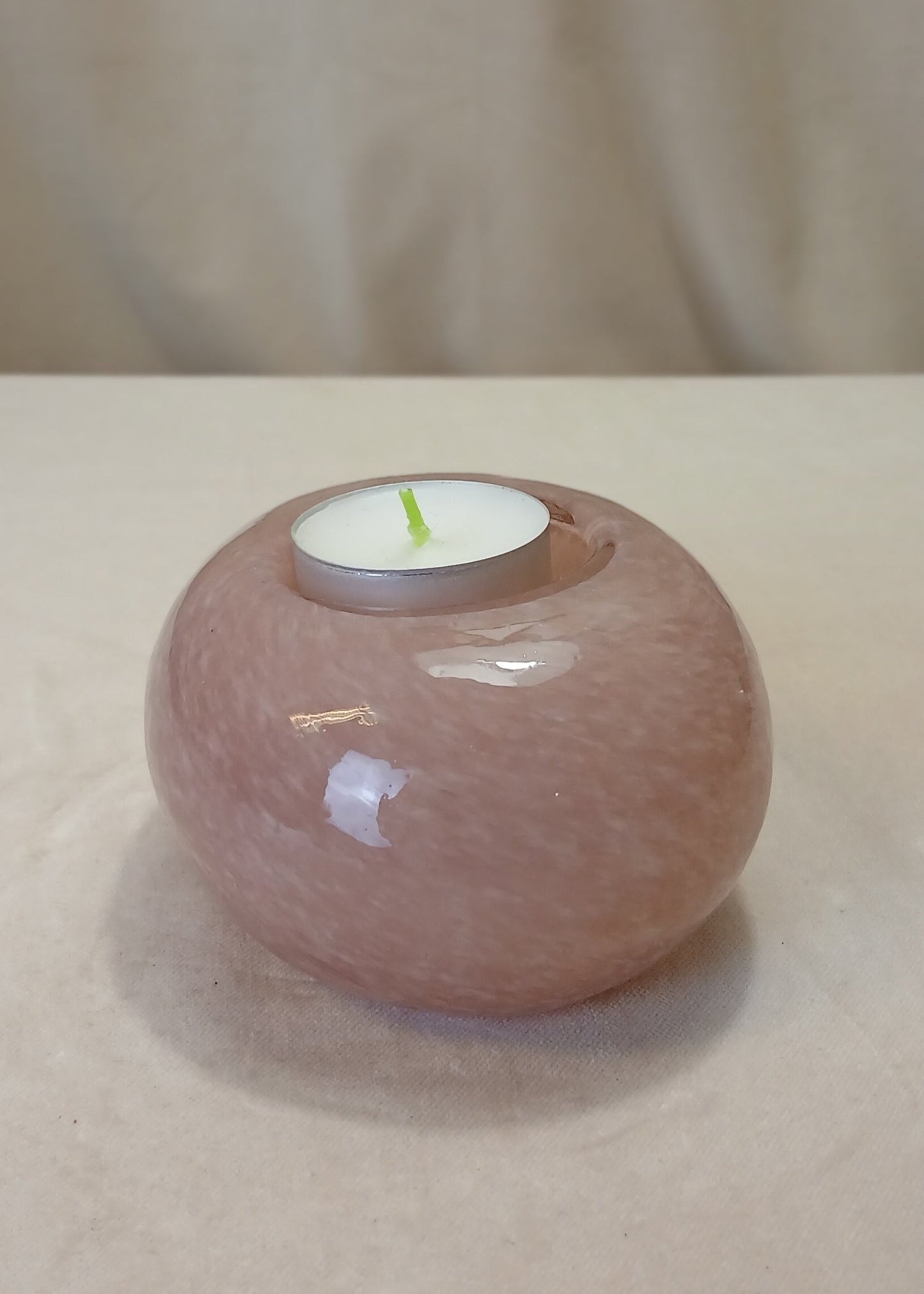 Rosa kunstglass lysestake