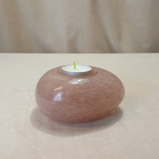 Rosa kunstglass lysestake