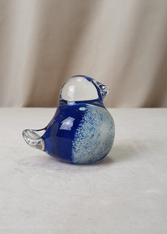Blå fugl i kunstglass