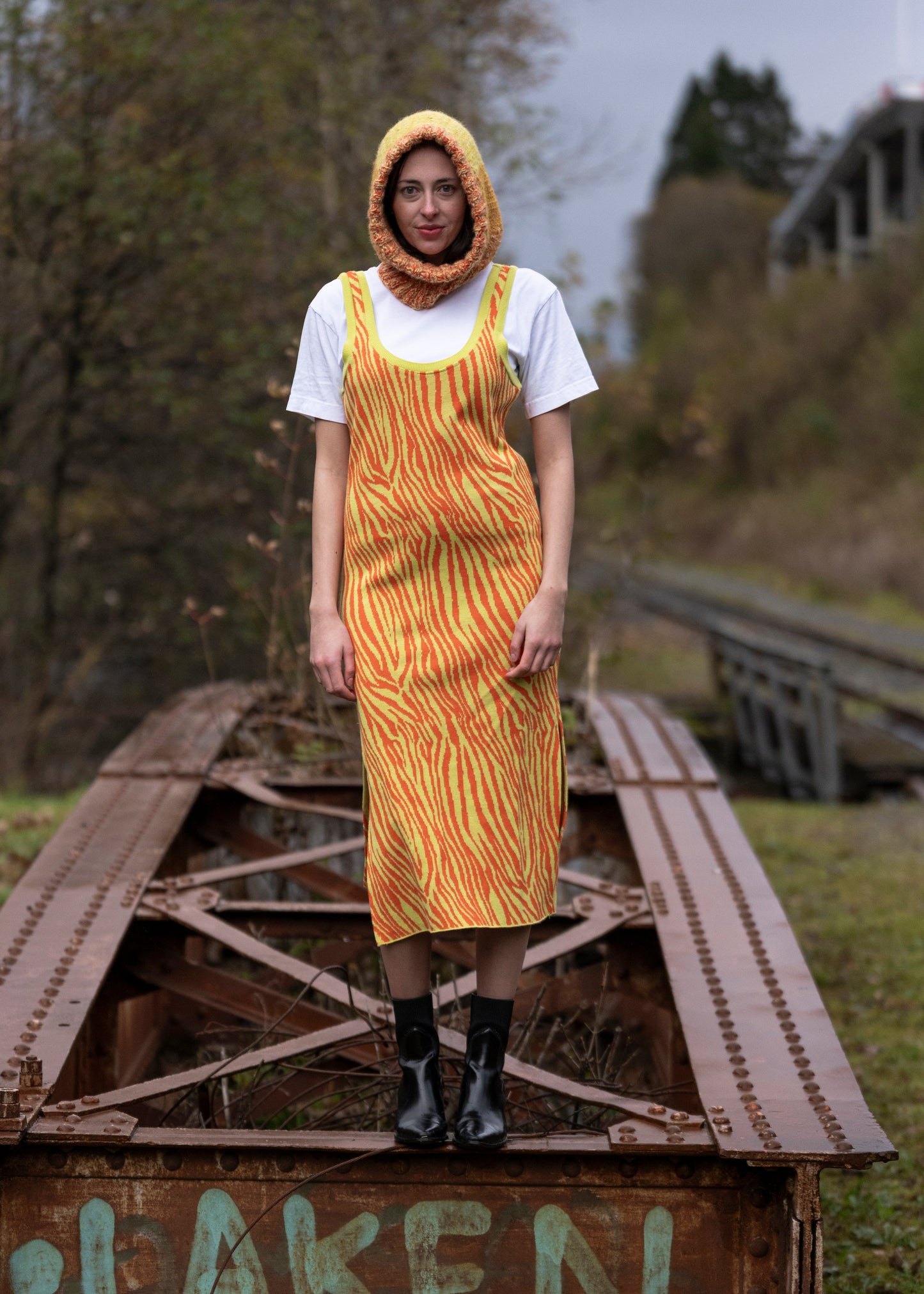 Orange jersey kjole 90-talls