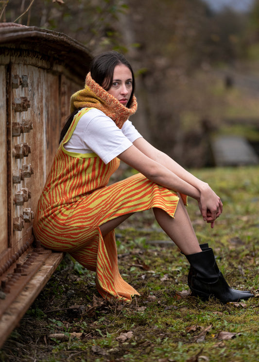 Orange jersey kjole 90-talls