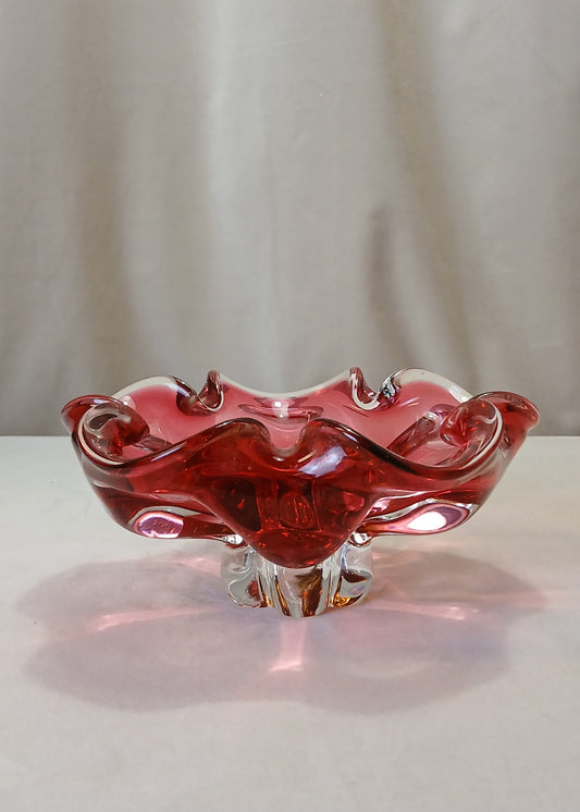 Flott munnblåst Josef Hospodka glasskål fra Bohemia