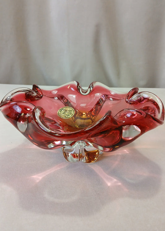 munnblåst Josef Hospodka glasskål fra Bohemia