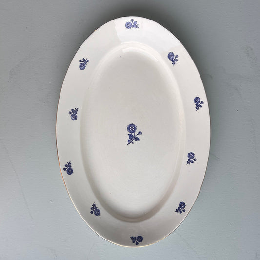 Lite ovalt serveringsfat, Blå blomst fra Egersund