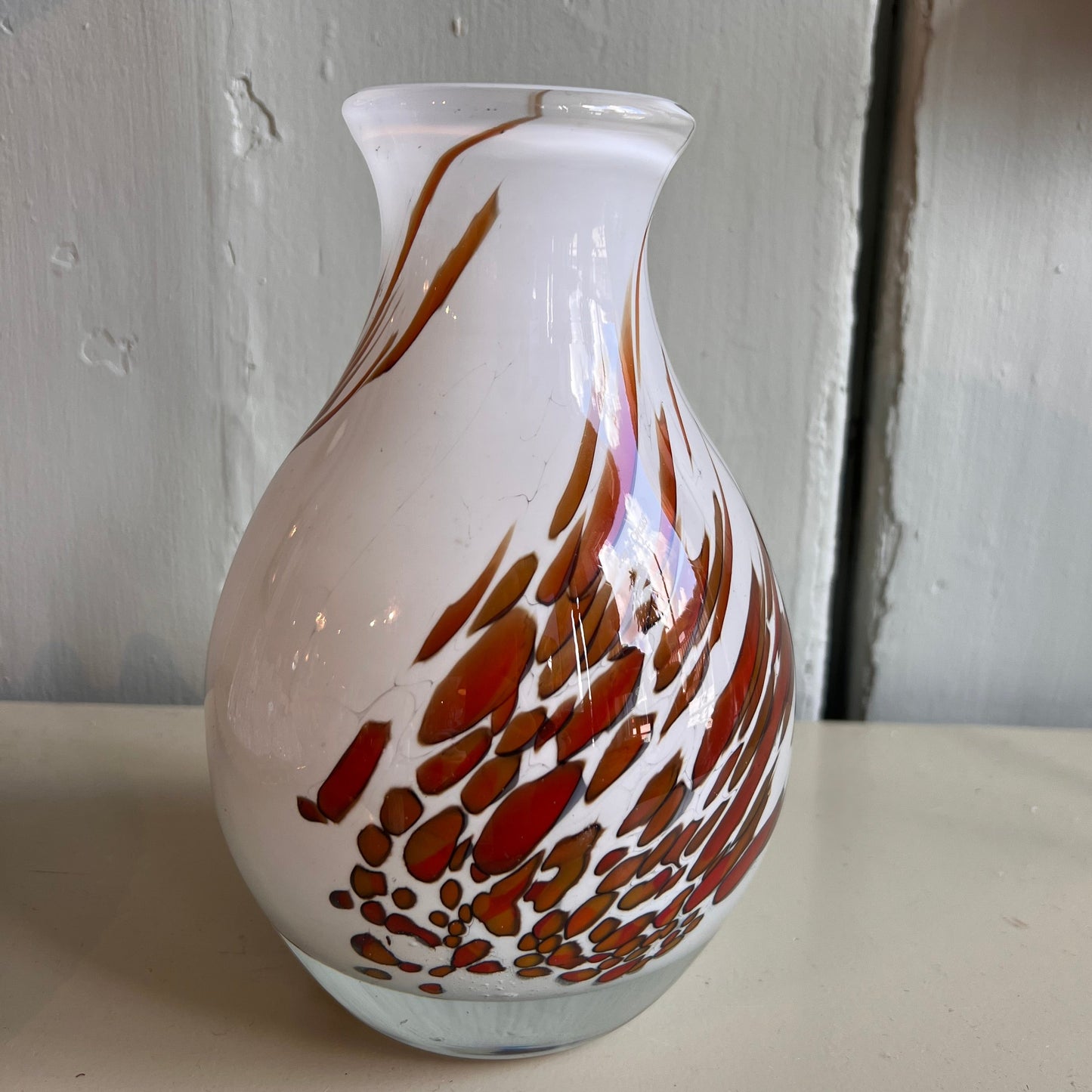 Glass Vase hvit og brun