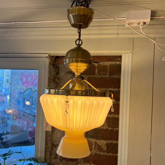 50%- Taklampe i messing med glasskuppel
