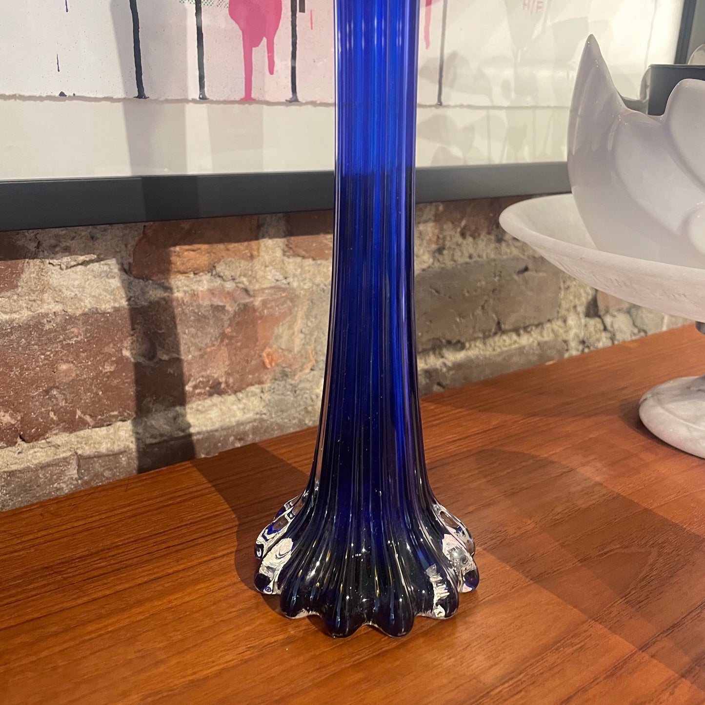 Blå smal vase