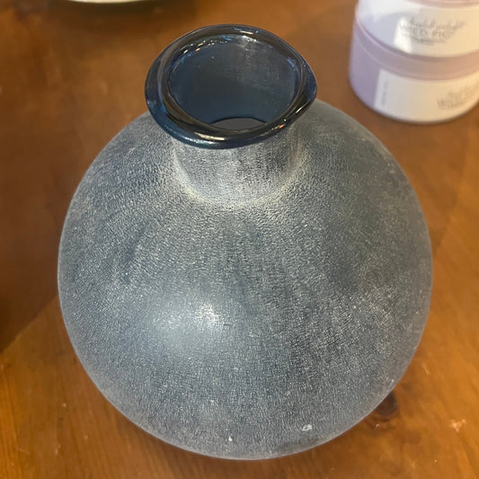 Blå rund glass vase