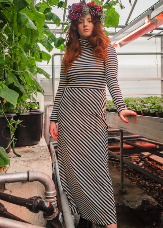 Stripet Kjole i jersey